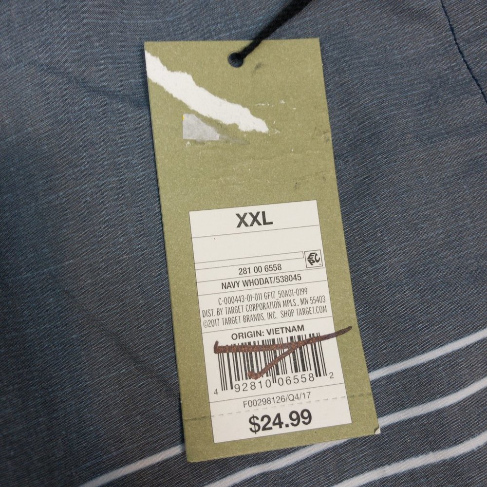 7.5" Gray White Striped Whodat Board Shorts XXL - Picture 5 of 8